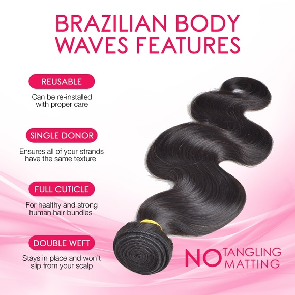 Brazilian Body Wave Virgin Human Hair 3 Bundles